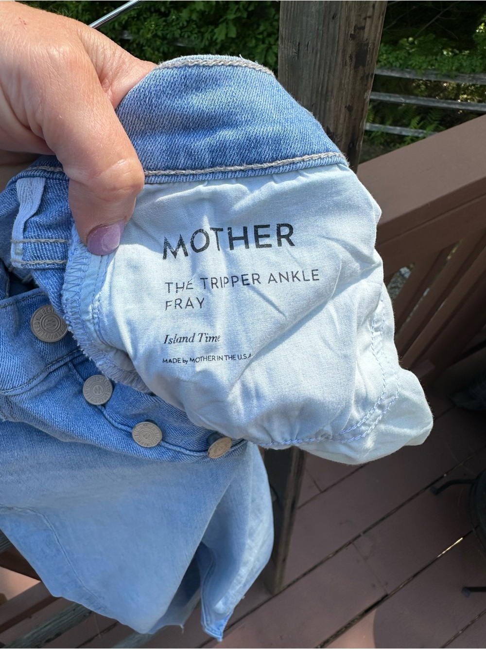 MOTHER Light Blue Button Fly Jeans - the Tripper Ankle Fray, Island Time - Picture 10 of 11